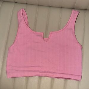Aeropostale Pink Ribbed Notch-Neck Crop Tank
